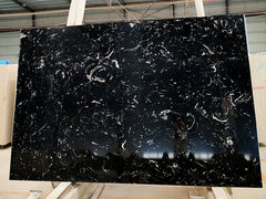 Artificial Black Engineered Marble Slab with White Vein