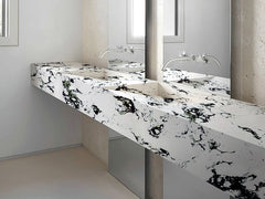 Artificial White Engineered Marble Slab with Black Green Vein