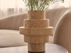 Beige Travertine Flower Vases