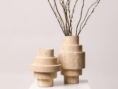 Beige Travertine Flower Vases
