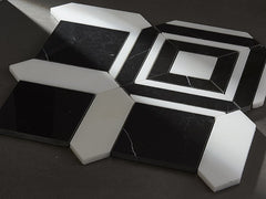 Black Marquina and White Crystal Marble Mosaic Tile