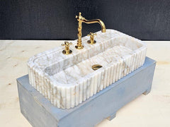 Calacatta Gold Marble Fluted Sink