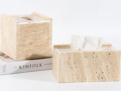 Custom Beige Travertine Tissue Box