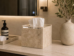 Custom Beige Travertine Tissue Box