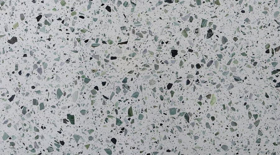 White Terrazzo with Green Particles