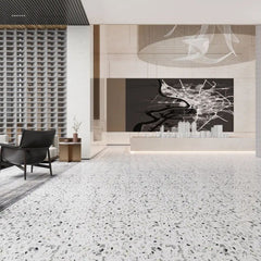 White Terrazzo with Green Particles