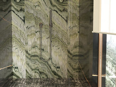 Green Natural Marble Mosaic with Metal Strips