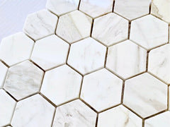 Hexagonal Bianco Carrara White Marble Stone Mosaic