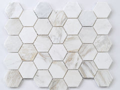 Hexagonal Bianco Carrara White Marble Stone Mosaic