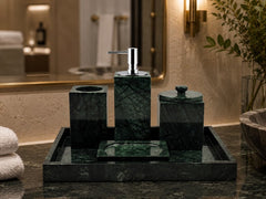 Hotel India Green Marble Bathroom Set