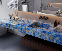 Natural Ice Cristallo Blue Quartzite Slab