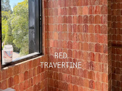 Red Travertine Fish Scale Mosaic Tile