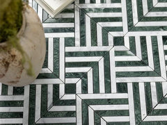 Green and White Marble Mosaic Tile